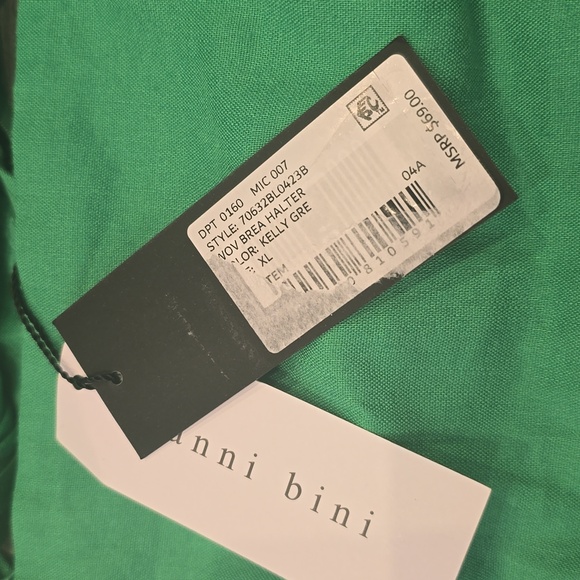 3 Way NECK TIE Hatler LINEN TOP bandeau Green SEXY Summer XL GIANNI BINI NEW TAG - Picture 6 of 7